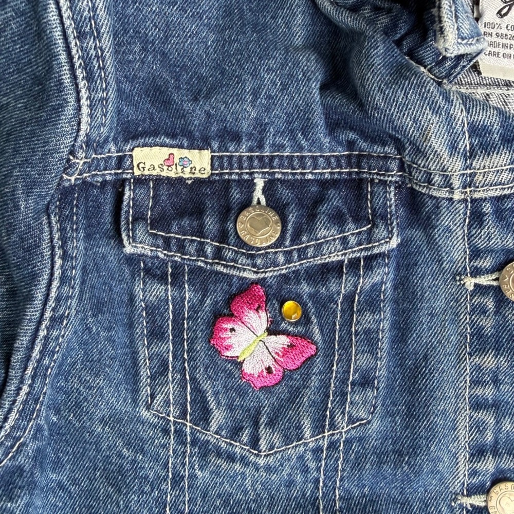 Vintage Gasoline by Ralph Nakash Kids Butterfly Denim Jacket 4T 5T Y2K - Picture 4 of 8